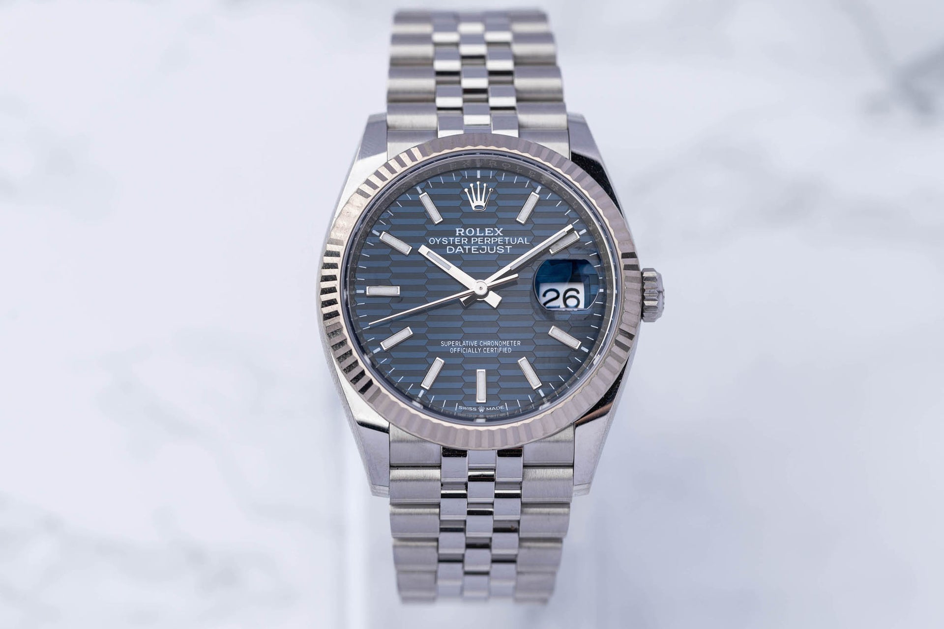 Rolex Datejust 36 Motif Dial BLUE - Full-Set 2021 – WATCHVICE