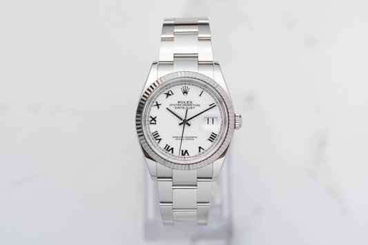 Rolex-Datejust 36 Uhr - weiß römisch - 126234-0026 - Full-Set